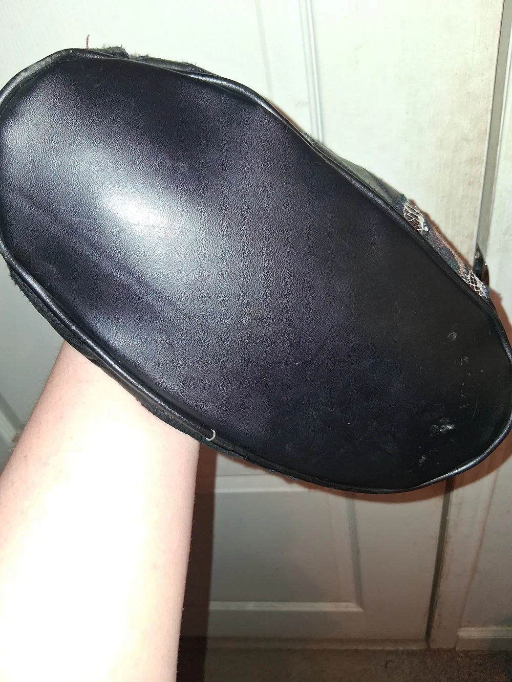 Vintage 1980s Black Authentic Leather Patchwork Shoulder Bag